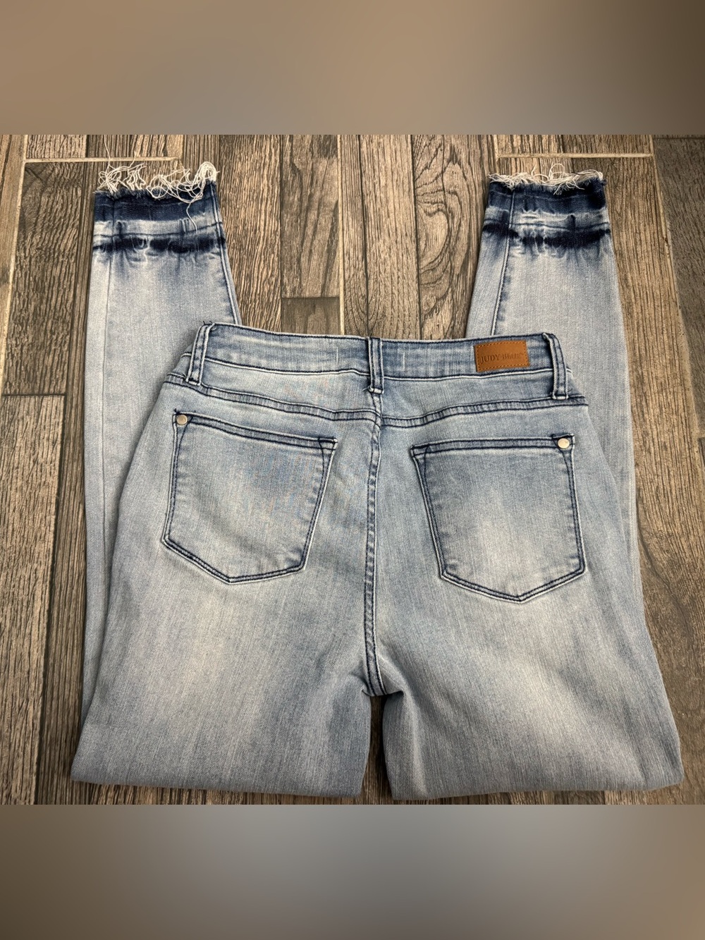 Judy Blue Light Blue Ankle Frayed Hem Skinny Jeans